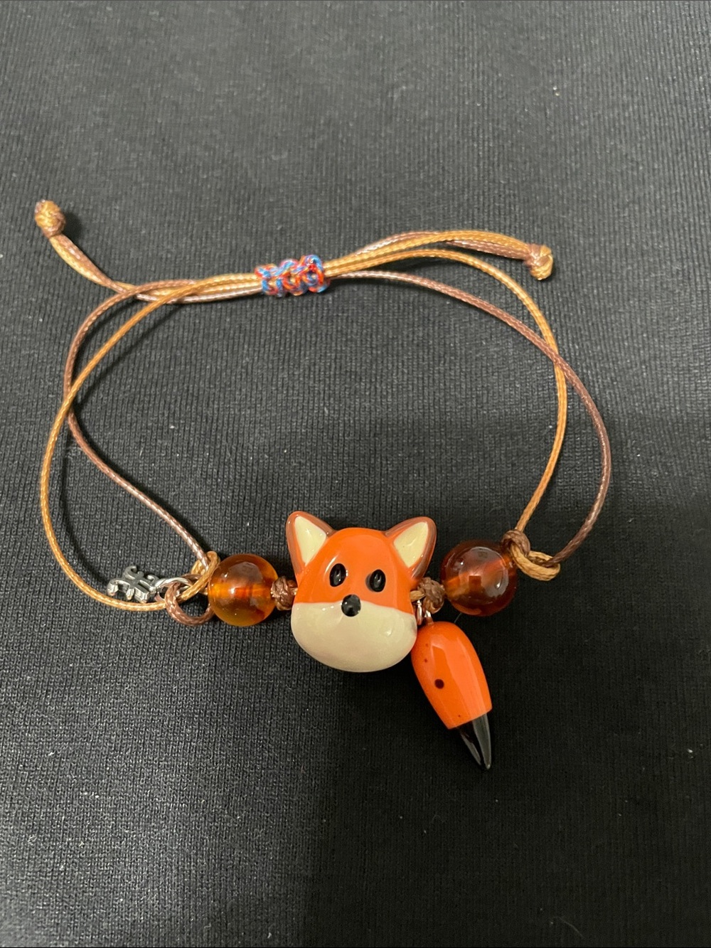 Kids Orange Fox Charm Adjustable Bracelet